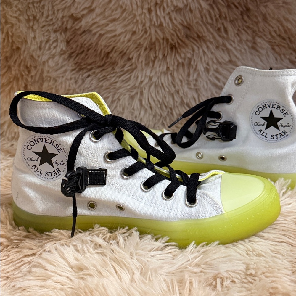RARE! Converse Chuck Taylor All Star White Neon Sole Hi Top Sneaker - Picture 6 of 11